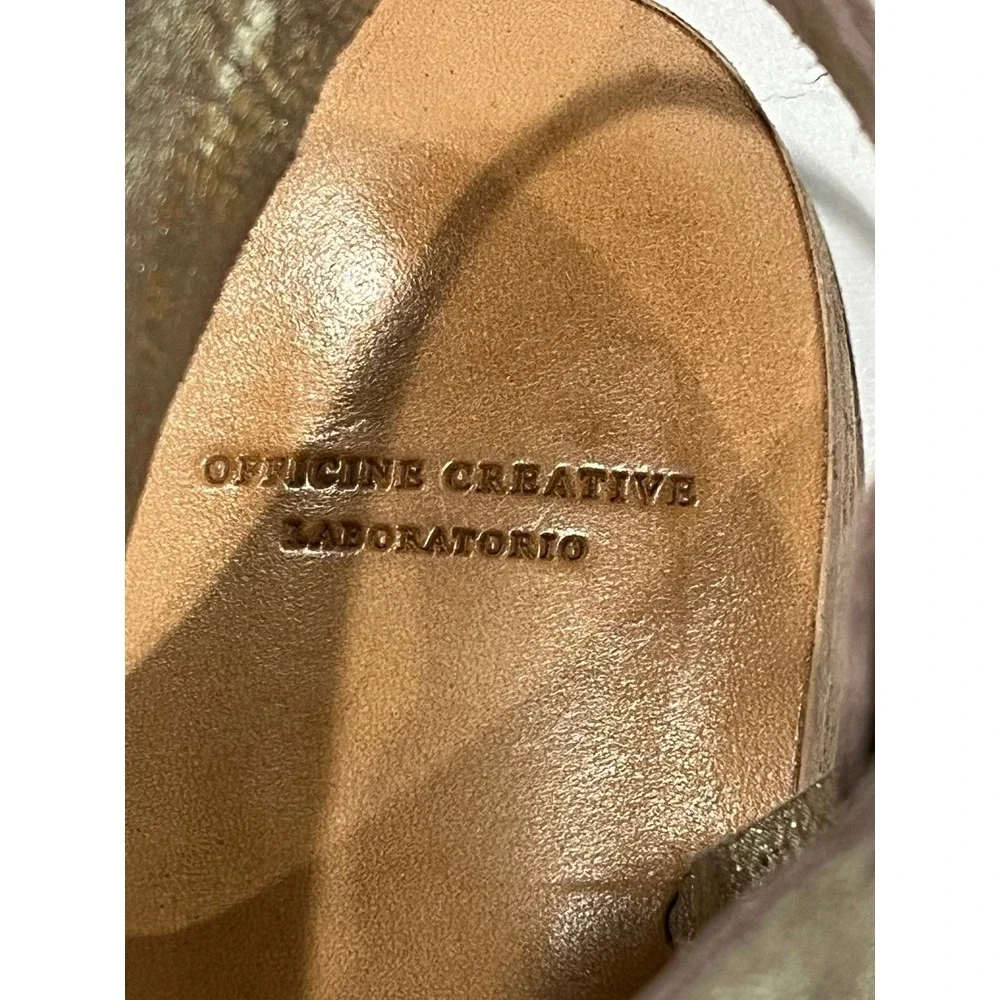 Officine Creative platinum leather‎ zipper Sandals size 38.5